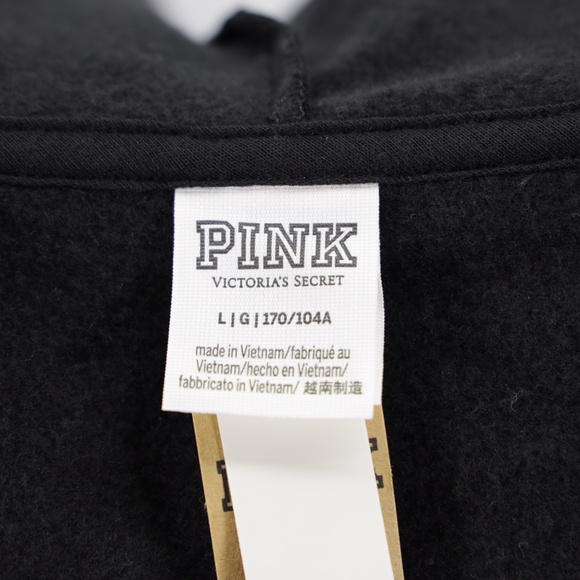 Pink Women's Raw Edge Hem Cropped Everyday Fleece Pullover Hoodie Black Size L - Picture 8 of 8